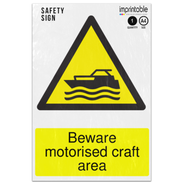 Picture of Beware Motorised Craft Area Warning Adhesive Vinyl Sign