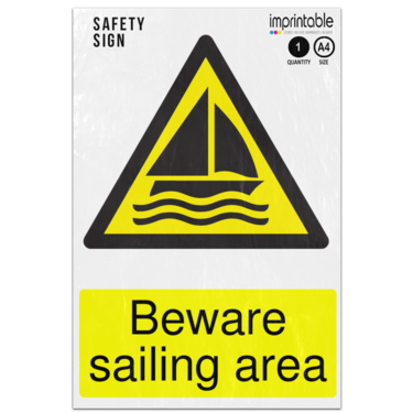 Picture of Beware Sailing Area Warning Adhesive Vinyl Sign