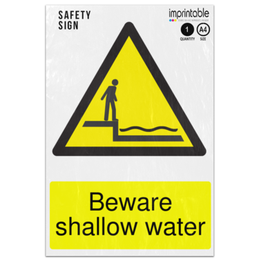 Picture of Beware Shallow Water Warning Adhesive Vinyl Sign