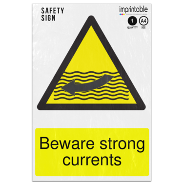 Picture of Beware Strong Currents Warning Adhesive Vinyl Sign