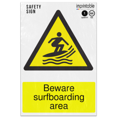 Picture of Beware Surfboarding Area Warning Adhesive Vinyl Sign