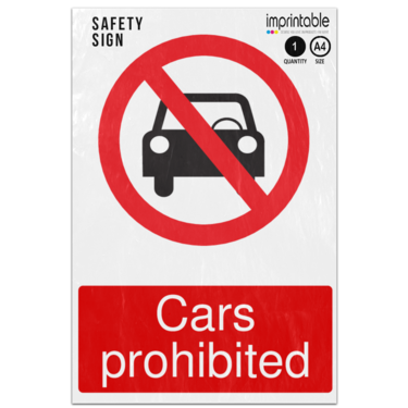 Picture of Cars Prohibited Prohibition Adhesive Vinyl Sign
