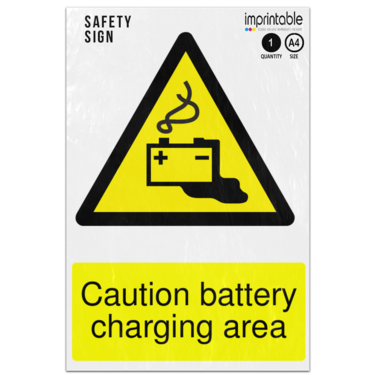 Picture of Caution Battery Charging Area Warning Adhesive Vinyl Sign