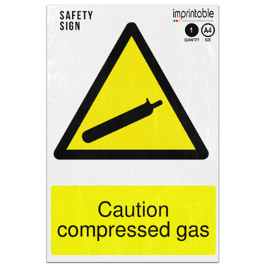 Picture of Caution Compressed Gas Warning Adhesive Vinyl Sign