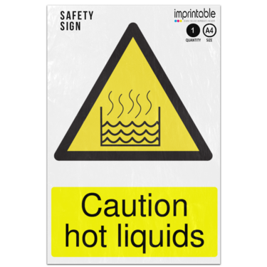 Picture of Caution Hot Liquids Warning Adhesive Vinyl Sign