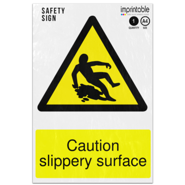 Picture of Caution Slippery Surface Warning Adhesive Vinyl Sign