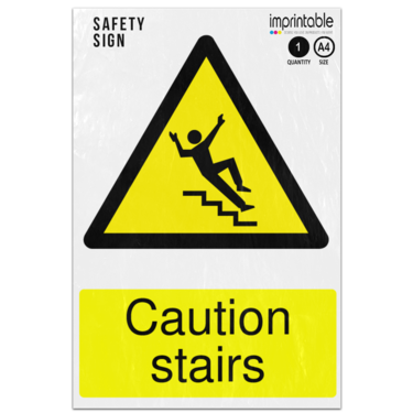 Picture of Caution Stairs Warning Adhesive Vinyl Sign