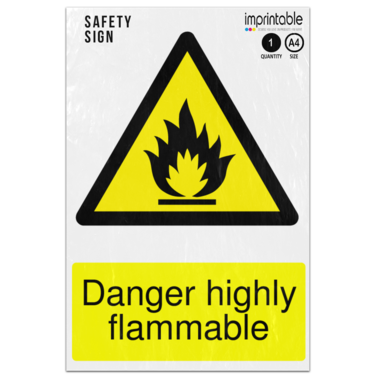 Picture of Danger Highly Flammable Warning Adhesive Vinyl Sign