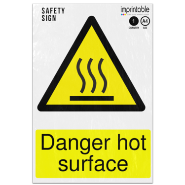 Picture of Danger Hot Surface Warning Adhesive Vinyl Sign