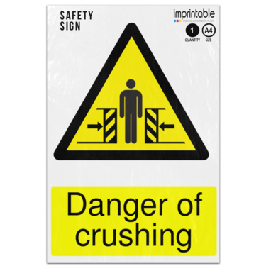 Picture of Danger Of Crushing Warning Adhesive Vinyl Sign