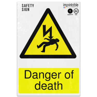 Picture of Danger Of Death Warning Adhesive Vinyl Sign