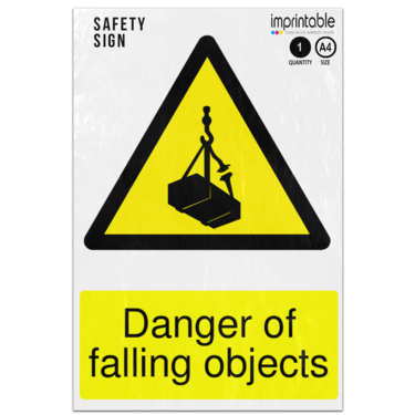 Picture of Danger Of Falling Objects Warning Adhesive Vinyl Sign
