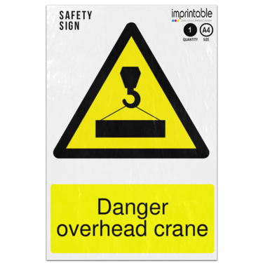 Picture of Danger Overhead Crane Warning Adhesive Vinyl Sign