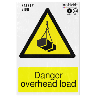 Picture of Danger Overhead Load Warning Adhesive Vinyl Sign