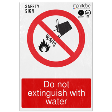 Picture of Do Not Extinguish With Water Prohibition Adhesive Vinyl Sign