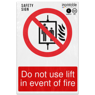 Picture of Do Not Use Lift In Event Of Fire Prohibition Adhesive Vinyl Sign