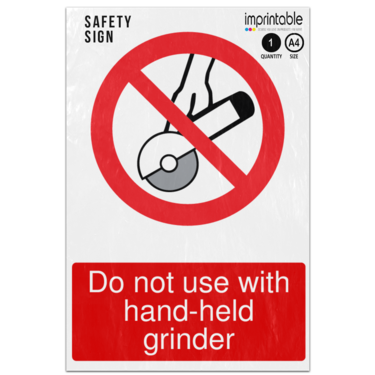 Picture of Do Not Use With Hand Held Grinder Prohibition Adhesive Vinyl Sign
