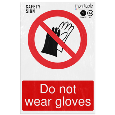 Picture of Do Not Wear Gloves Prohibition Adhesive Vinyl Sign