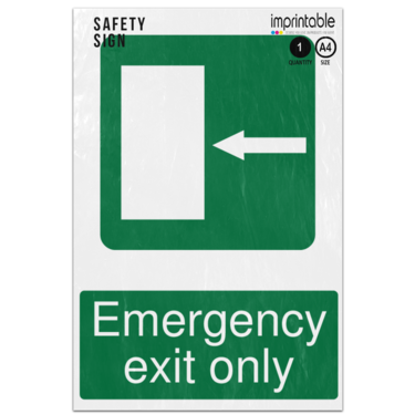 Picture of Emergency Exit Door Left Arrow Only Safe Condition Adhesive Vinyl Sign