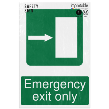 Picture of Emergency Exit Door Right Arrow Only Safe Condition Adhesive Vinyl Sign