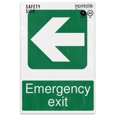 Picture of Emergency Exit Left Arrow Safe Condition Adhesive Vinyl Sign