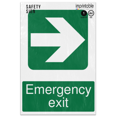Picture of Emergency Exit Right Arrow Safe Condition Adhesive Vinyl Sign