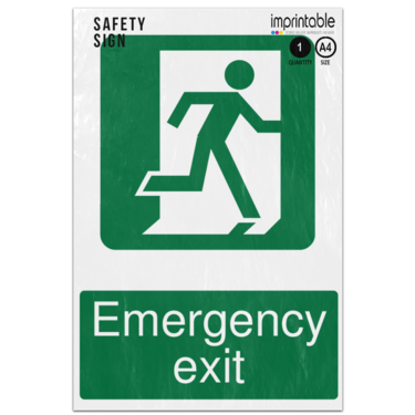 Picture of Emergency Exit Right Person Safe Condition Adhesive Vinyl Sign