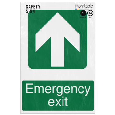 Picture of Emergency Exit Up Arrow Safe Condition Adhesive Vinyl Sign