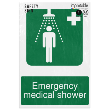 Picture of Emergency Medical Shower Safe Condition Adhesive Vinyl Sign