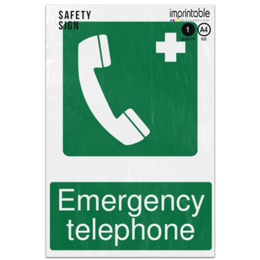 Picture of Emergency Telephone First Aid Safe Condition Adhesive Vinyl Sign
