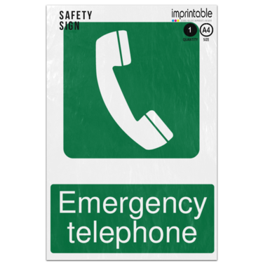 Picture of Emergency Telephone Safe Condition Adhesive Vinyl Sign