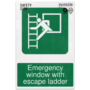 Picture of Emergency Window With Escape Ladder Safe Condition Adhesive Vinyl Sign