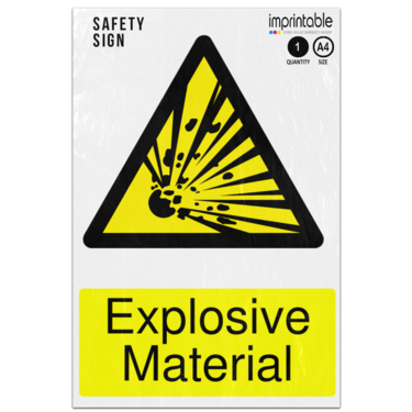 Picture of Explosive Material Warning Adhesive Vinyl Sign