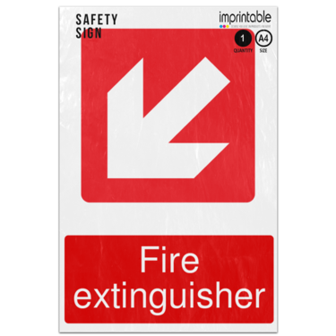 Picture of Fire Extinguisher Diagonal Down Left Emergency Equipment Adhesive Vinyl Sign