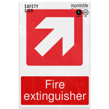 Picture of Fire Extinguisher Diagonal Up Right Emergency Equipment Adhesive Vinyl Sign