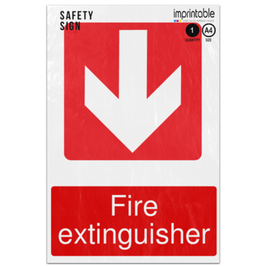 Picture of Fire Extinguisher Down Arrow Emergency Equipment Adhesive Vinyl Sign