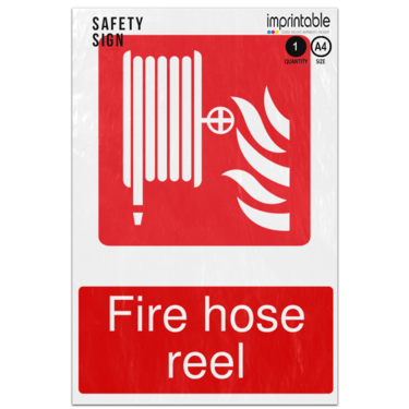 Picture of Fire Hose Reel Flames Emergency Equipment Adhesive Vinyl Sign