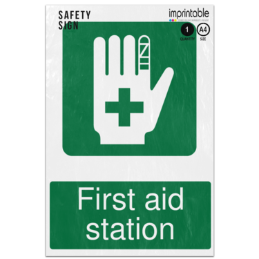 Picture of First Aid Station Safe Condition Adhesive Vinyl Sign