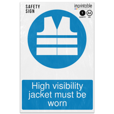 Picture of High Visibility Jacket Must Be Worn Mandatory Adhesive Vinyl Sign