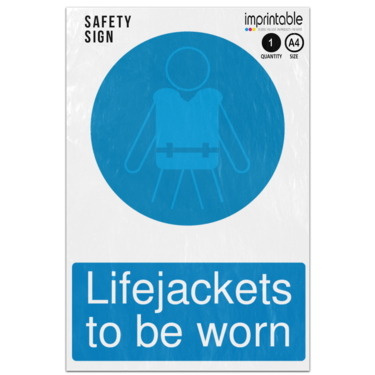 Picture of Lifejackets To Be Worn Mandatory Adhesive Vinyl Sign
