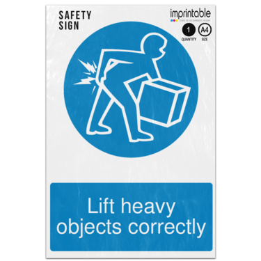 Picture of Lift Heavy Objects Correctly Mandatory Adhesive Vinyl Sign