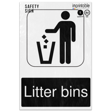 Picture of Litter Bins Information Adhesive Vinyl Sign