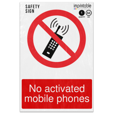 Picture of No Activated Mobile Phones Prohibition Adhesive Vinyl Sign