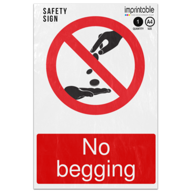 Picture of No Begging Prohibition Adhesive Vinyl Sign