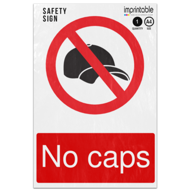 Picture of No Caps Prohibition Adhesive Vinyl Sign