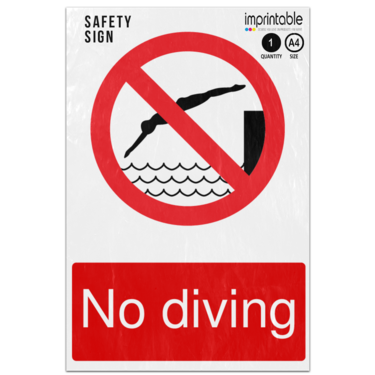 Picture of No Diving From Platform Prohibition Adhesive Vinyl Sign