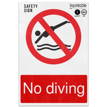 Picture of No Diving Prohibition Adhesive Vinyl Sign