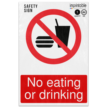 Picture of No Eating Or Drinking Prohibition Adhesive Vinyl Sign