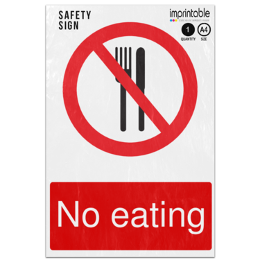 Picture of No Eating Prohibition Adhesive Vinyl Sign
