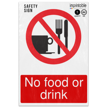 Picture of No Food Or Drink Prohibition Adhesive Vinyl Sign